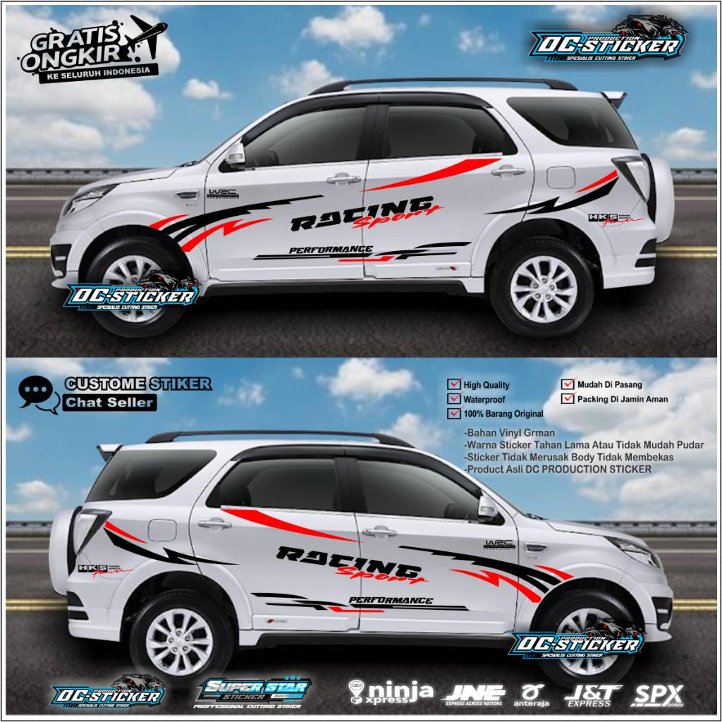 Stiker Mobil Terios Rush Stiker Striping Racing Sport Stiker mobil Terios Rush