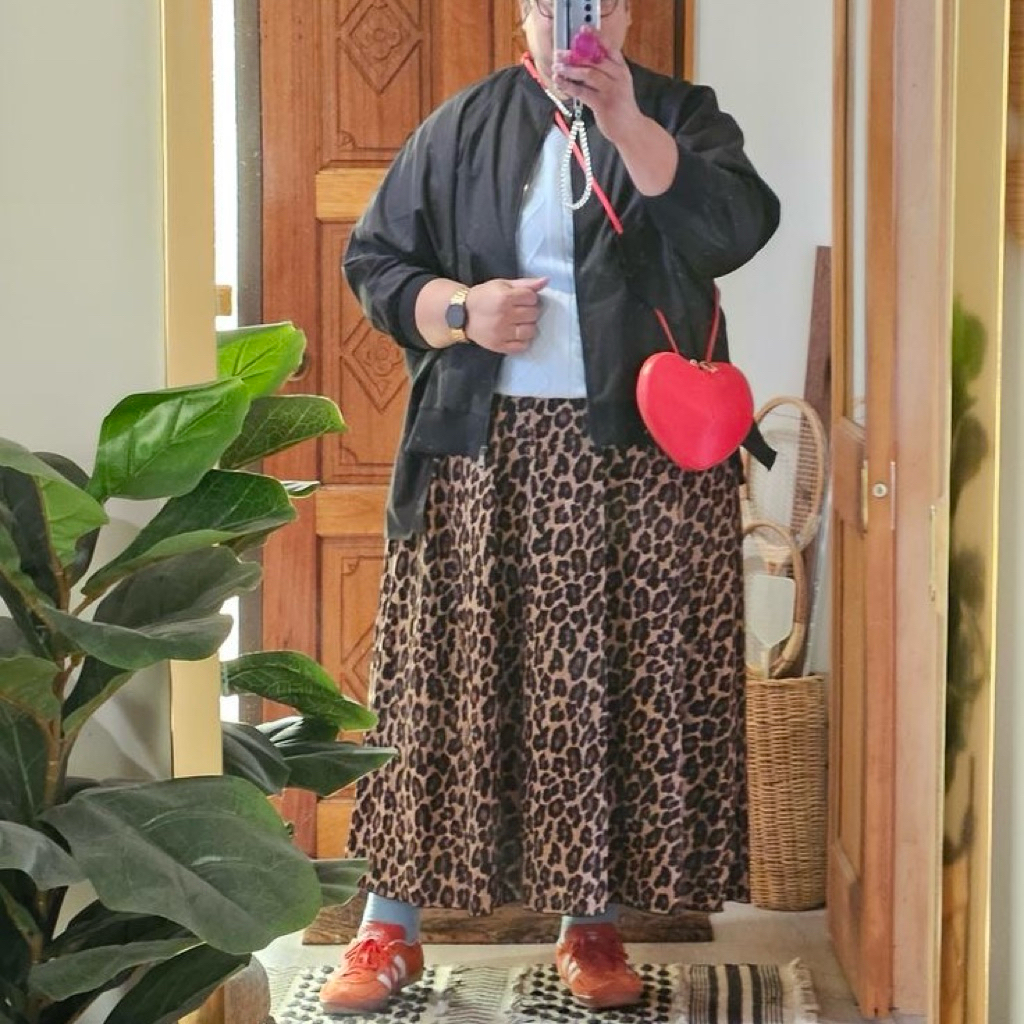 [BIGSIZE] Leopard A-Line Skirt by Wearing Basita (Rok leopard/ Rok besar/ Rok bigsize/ Rok Macan big