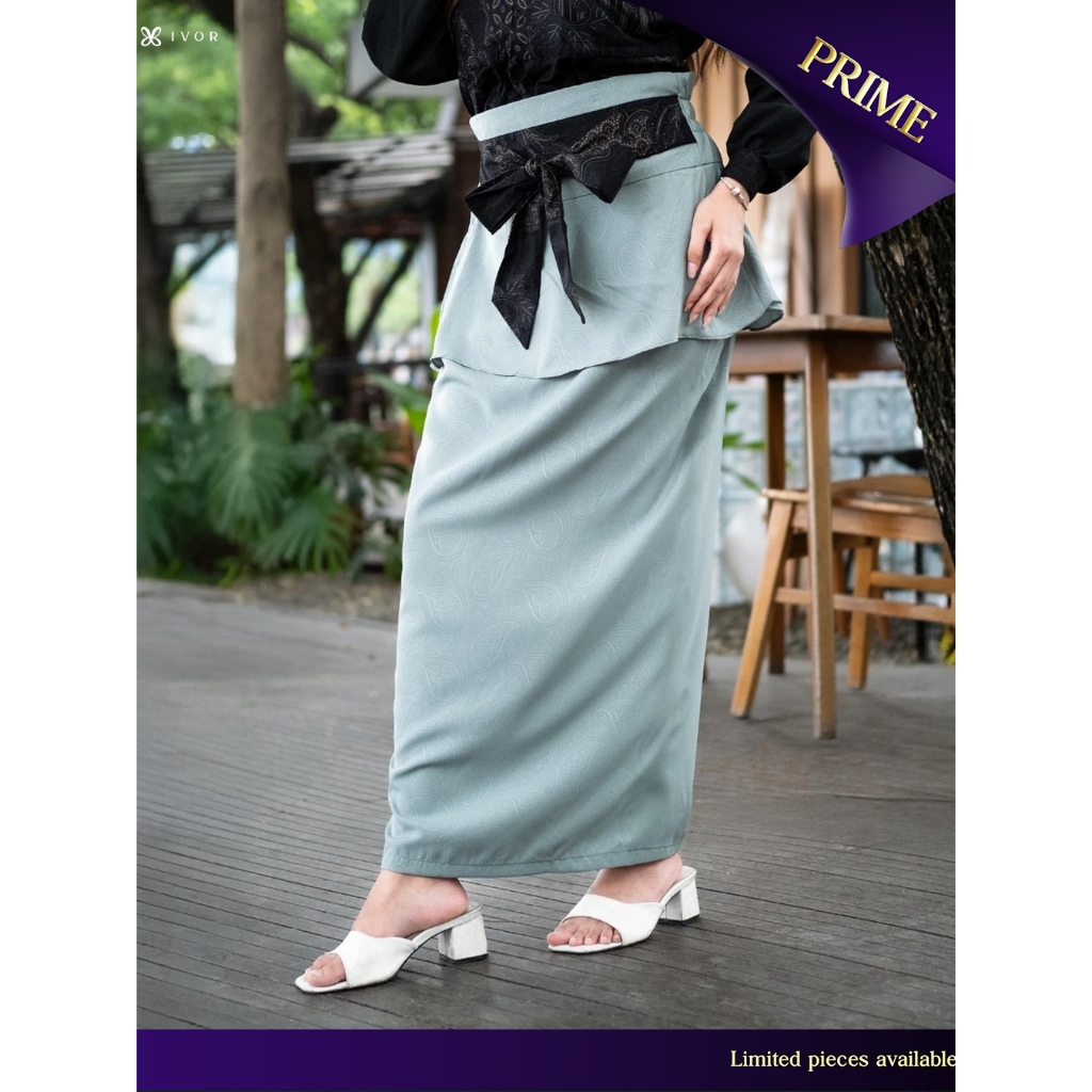 Laskala x IVOR Kyra Skirt Sage Rok Batik Hijau Panjang