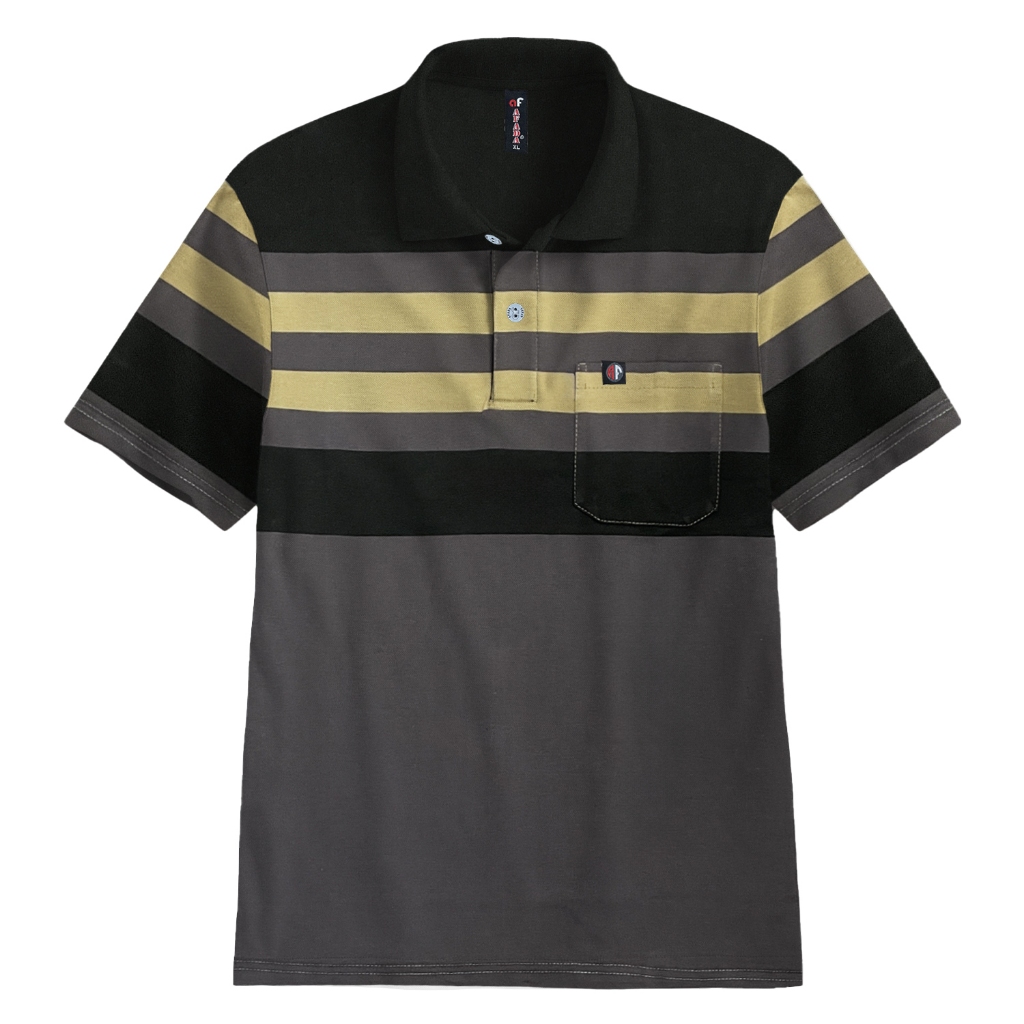 Liso wear - Kaos Kerah Pria Katun Motif Garis Stripe Lengan Pendek Street Athletic