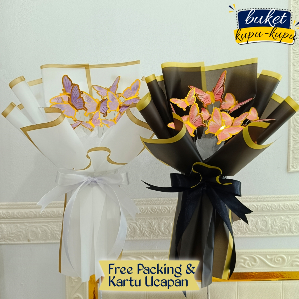 Buket Kupu Kupu Buket Wisuda Bucket Kupu-Kupu Buttetfly Bouquet Hadiah Kado Cewek Cowok Pelulusan