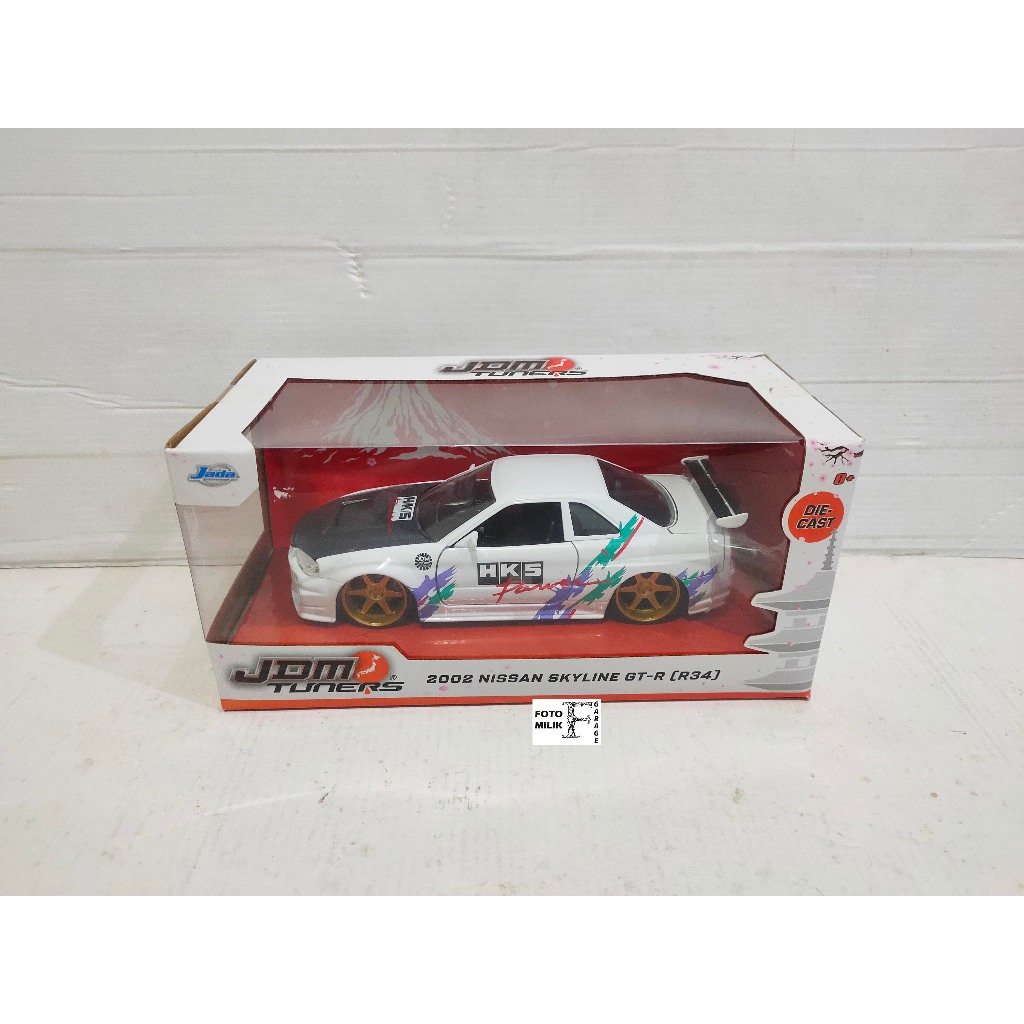 Jada Toys 2002 Nissan Skyline GT-R GTR R34 HKS JDM Tuners White Putih Skala 24 1/24