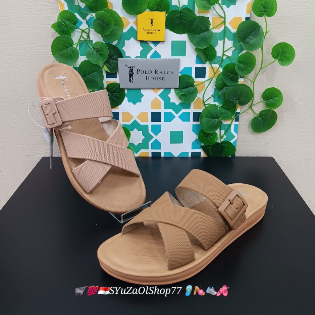 [Bisa COD/100% Original/Art THA 603] Sandal Wanita POLO RALPH HOUSE/Sandal Wanita/Sandal Slide Wanit
