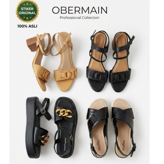 NEW Wedges Obermain Black Obermain Sandal Wedges Hitam Sandal Wedges Cokelat Sepatu Heels Obermain S