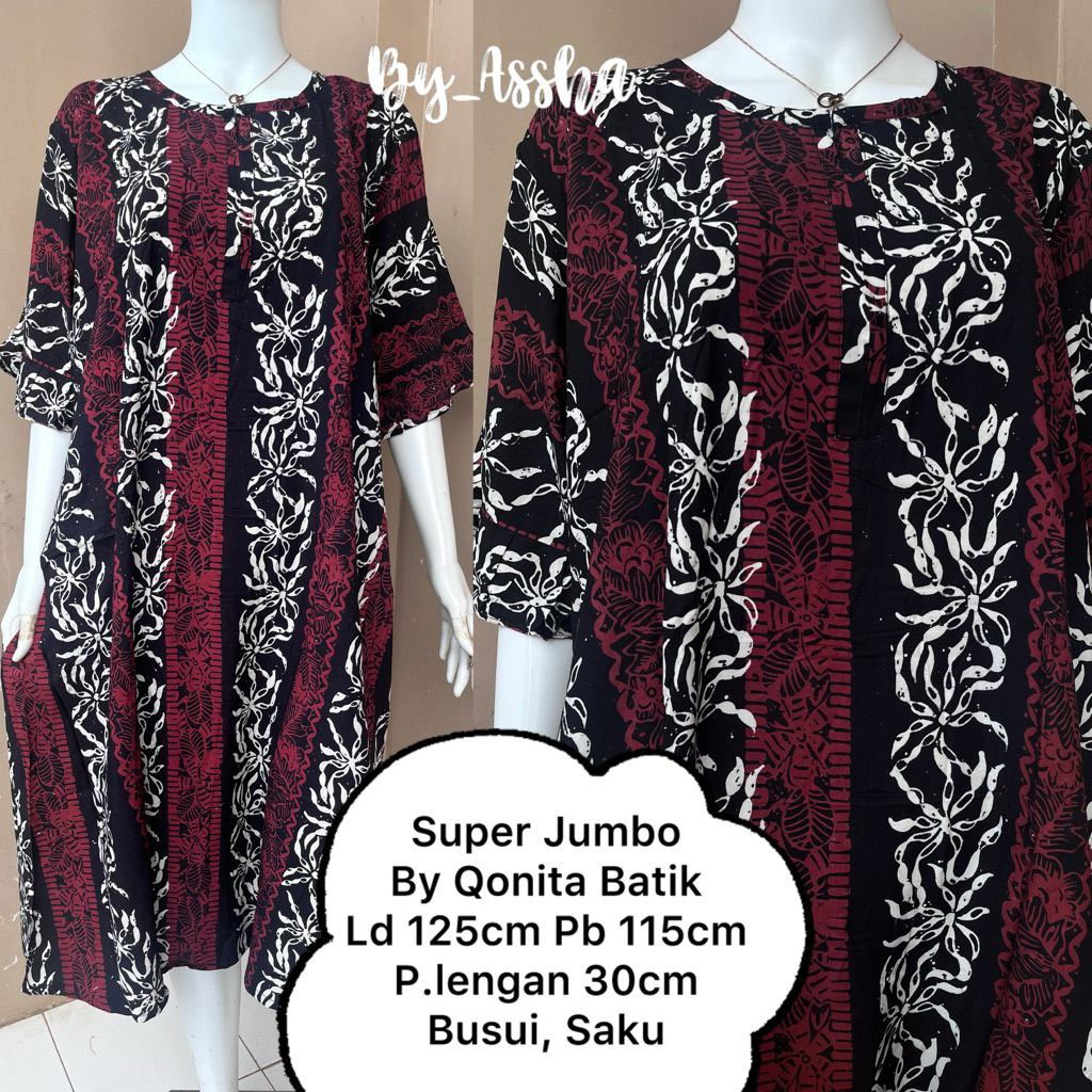 Daster Batik Qonita Pekalongan Super Jumbo Sogan Busui