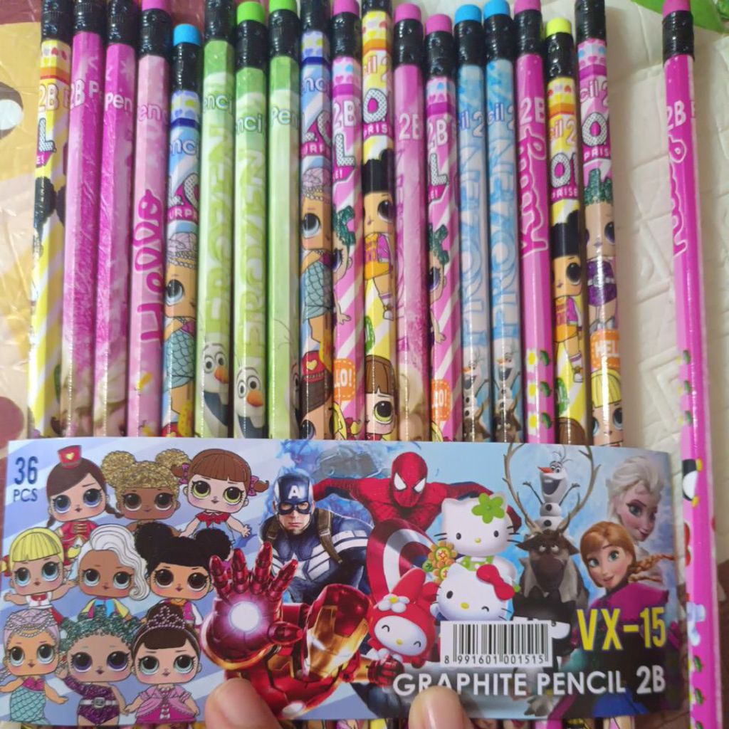 pensil 2b frozen dan lol suprise