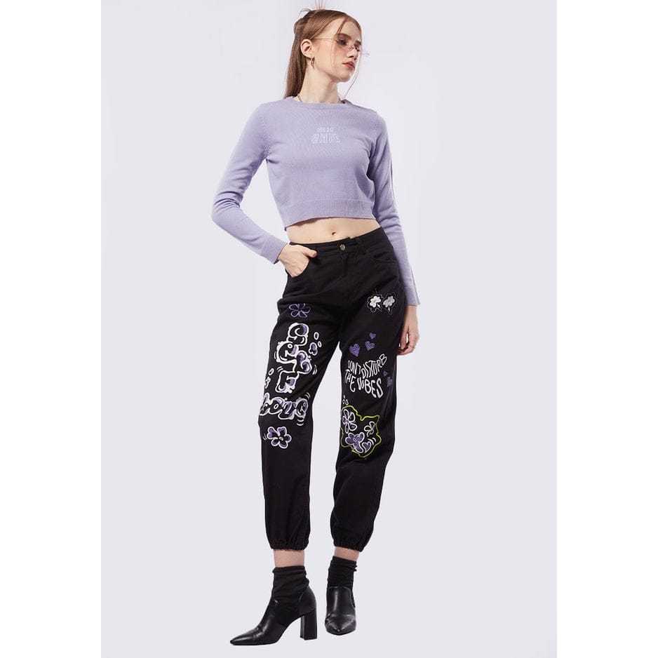 Celana Jeans Graffiti Denim Jogger Pants Black