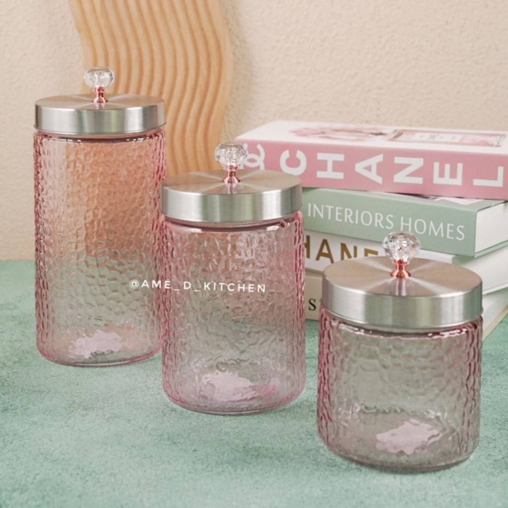 New arrival High-quality Toples kaca lebaran tebal cantik pink, S/M/L tutup stenliss diamond