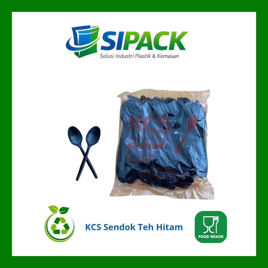 KCS Sendok Teh Hitam 1PCS (Min Pembelian 50 Pcs) | Sendok Plastik Hitam | Sendok Sekali Pakai