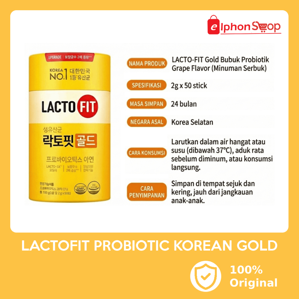 LACTOFIT Probiotic Korean Gold Suplemen Probiotik Diet Pelancar BAB Probiotik Anak & Dewasa Sachet