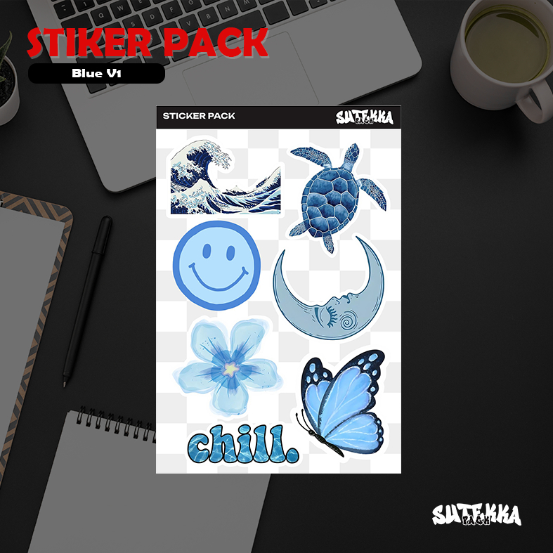 STICKER PACK AESTHETIC BLUE / STICKER BLUE / STICKER AESTHETIC /ANTI AIR