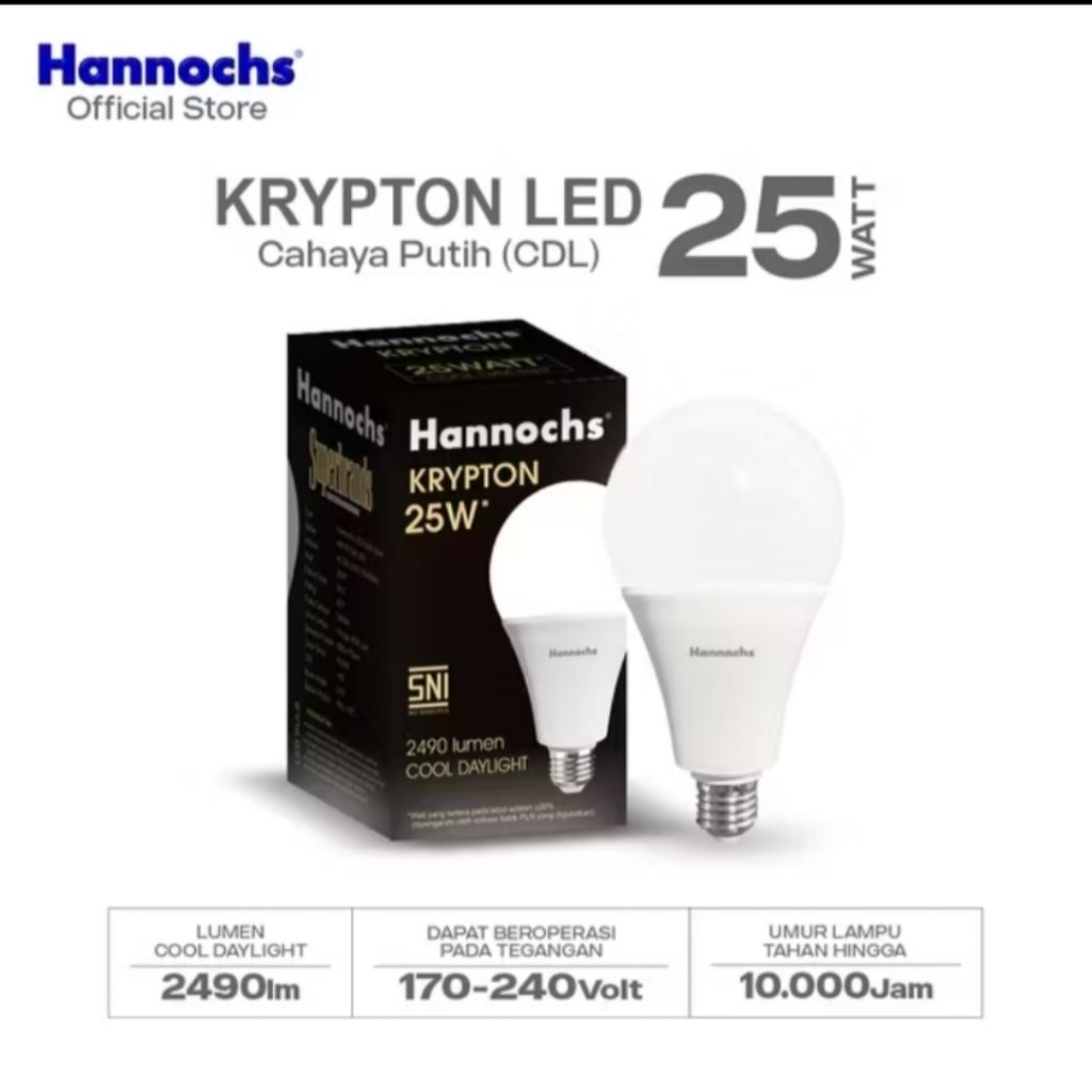 Hannochs Lampu Bolham LED Krypton A Bulb 25w cahaya putih