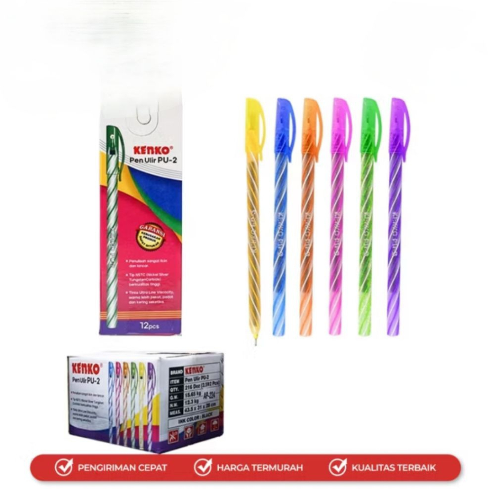 Batam Toys Pulpen Pena Warna Warni Lilin Kenko Pena KENKO Pena Ulir