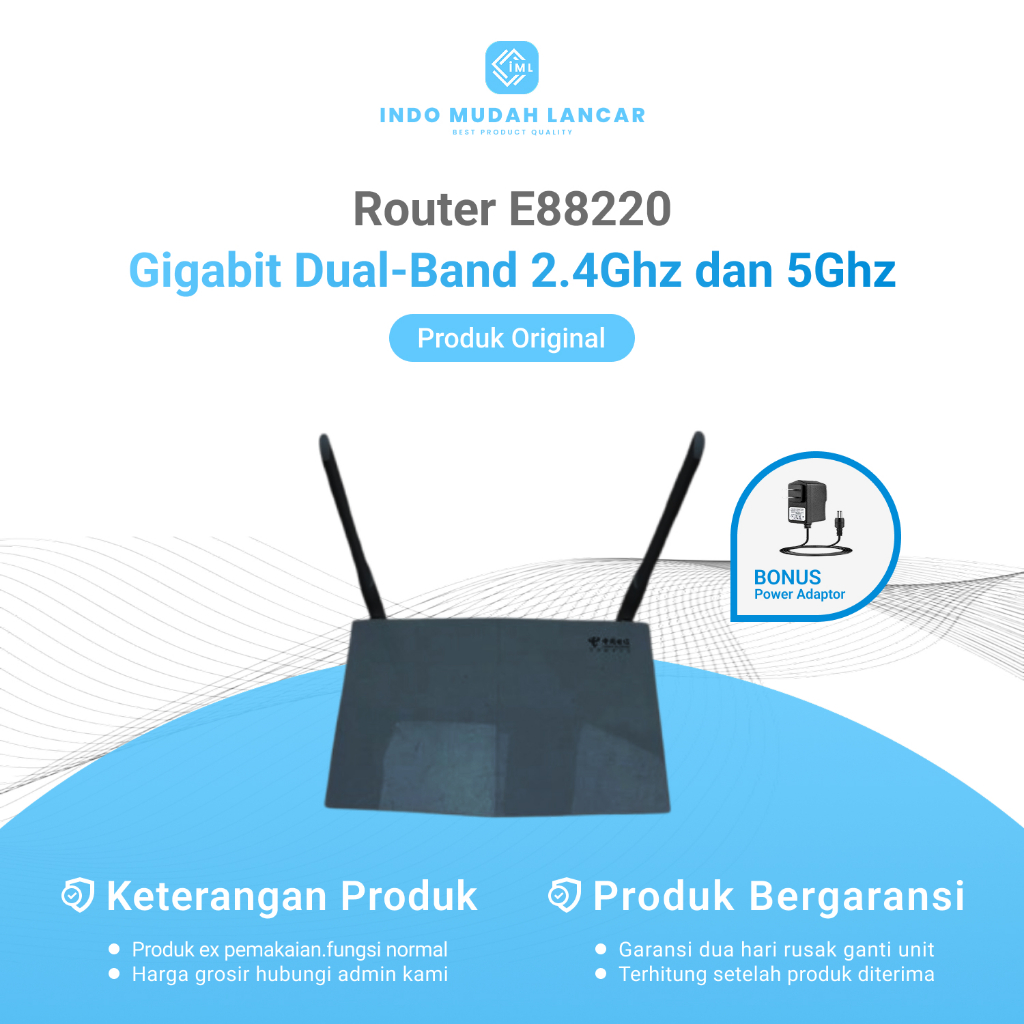 Router ZTE E8820 & E8822 V2 Gigabit Dual-Band Wireless WiFi 2 Antena Bekas Original Bonus Adaptor