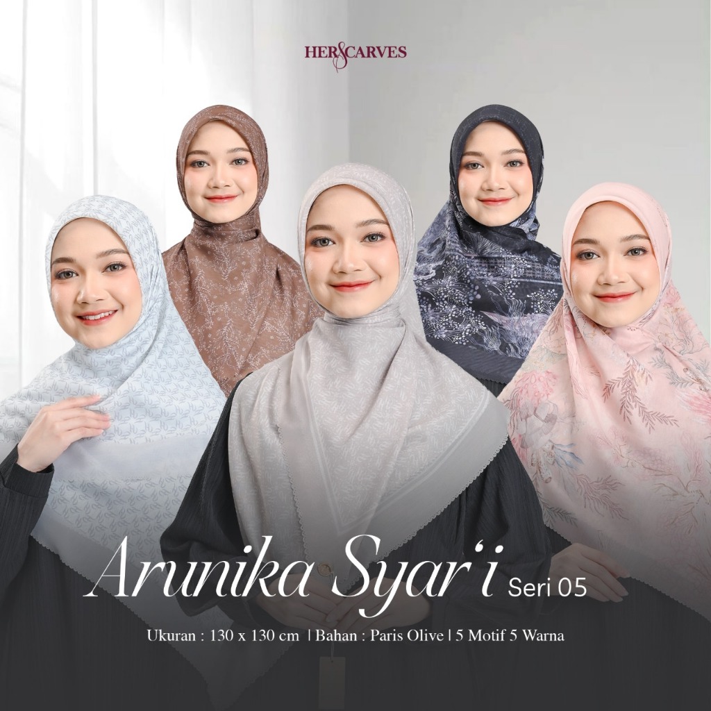 [Best Seller isi 2 Pieces] Hijab Hers Scarves Arunika Motif Digital Print Premium Syari