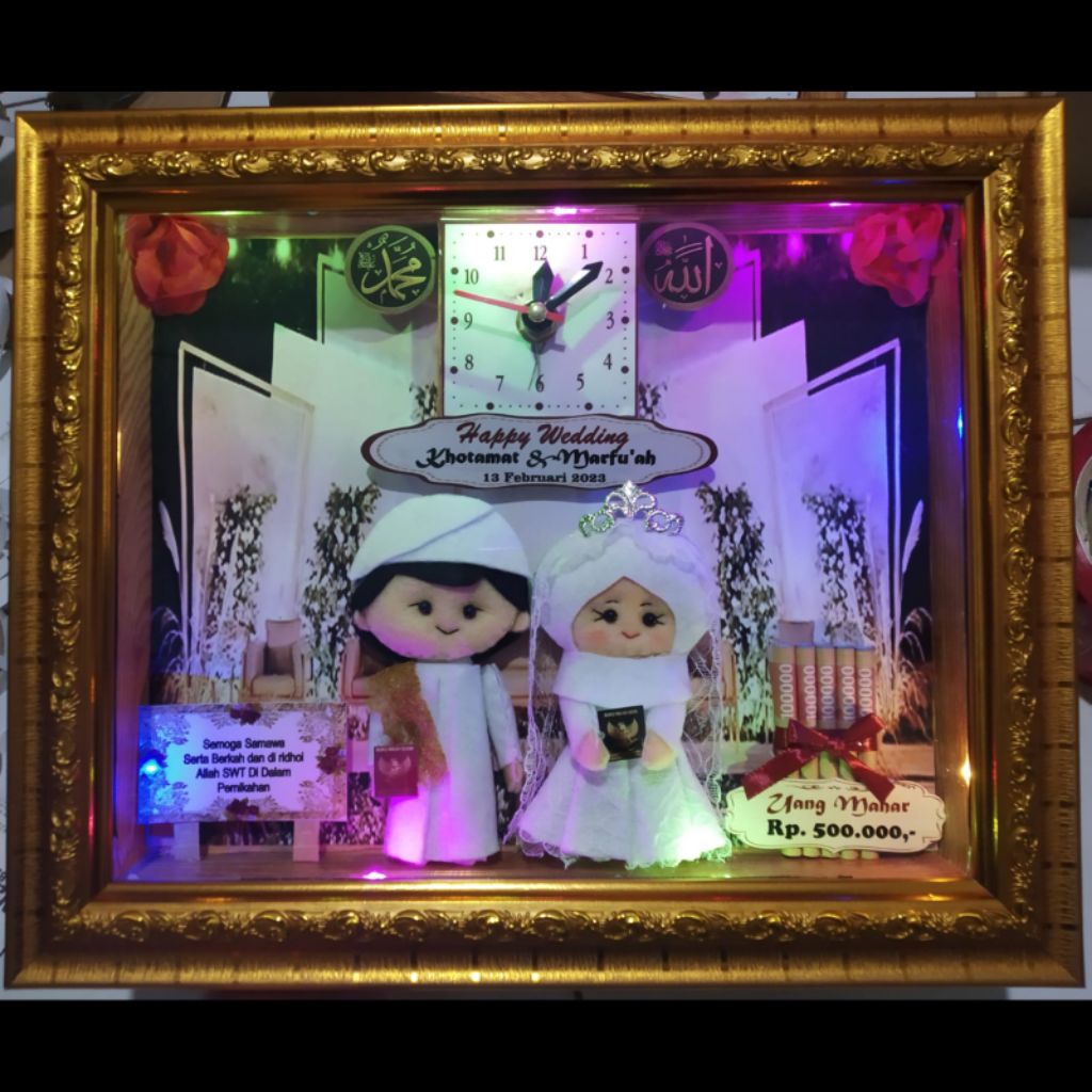frame mahar pernikahan 3D/mahar 3D 25x30cm/frame 3D/bingkai mahar/mahar custom/boneka flanel ukuran 