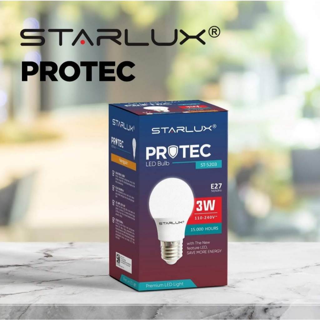 Lampu Bohlam Led 3 Watt 3w Starlux Protec Warm White / Kuning