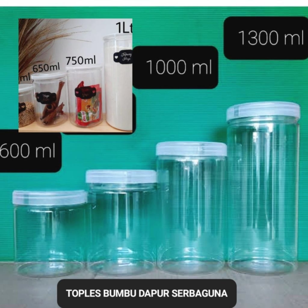 Toples Bumbu Dapur Serbaguna Silinder Bening Transparan | Lodong Wadah tempat snack krupuk | Jar Wad