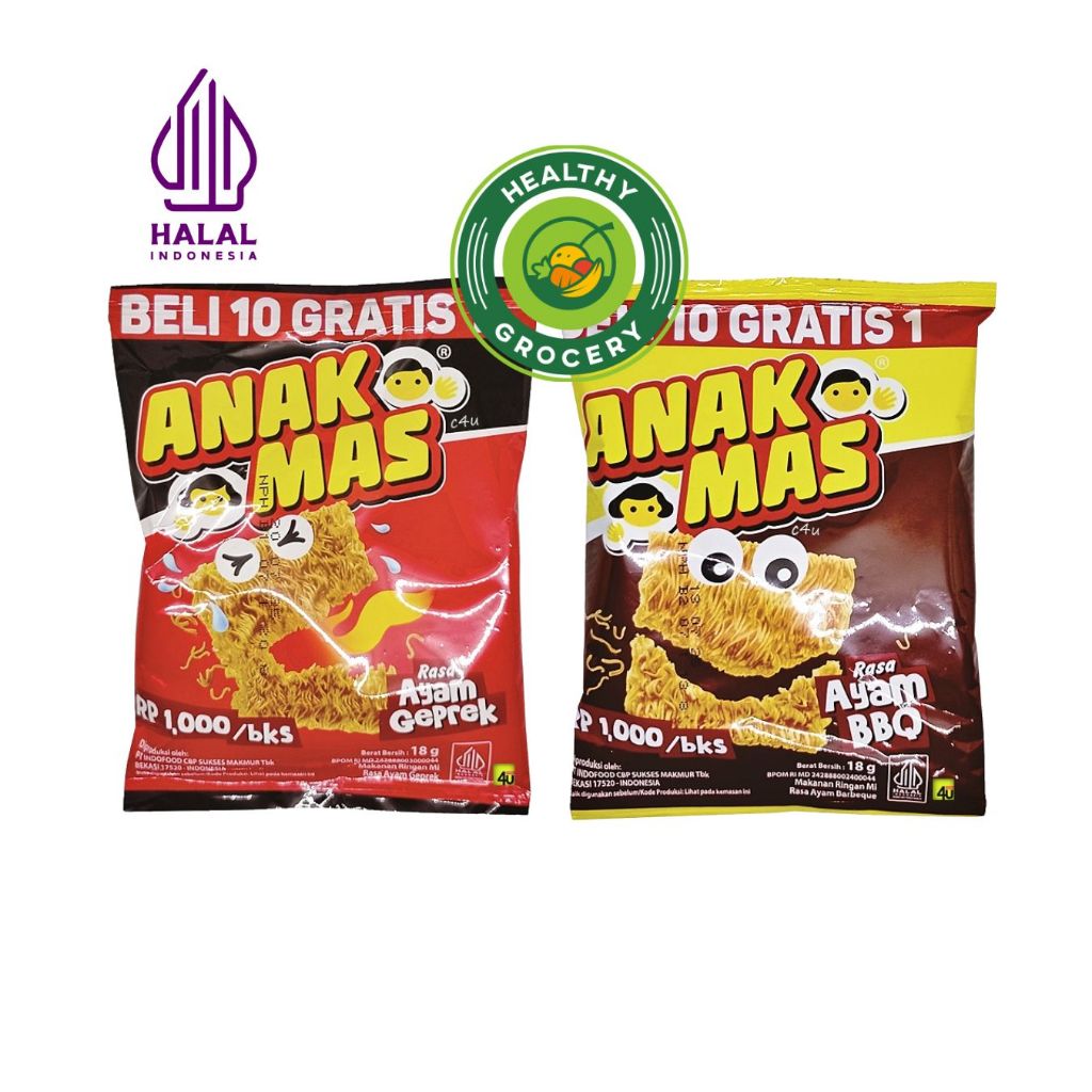 Indofood Mi Snack Anak Mas Rasa Ayam BBQ 18gr / Indofood Mi Snack Anak Mas Rasa Ayam Geprek 18gr
