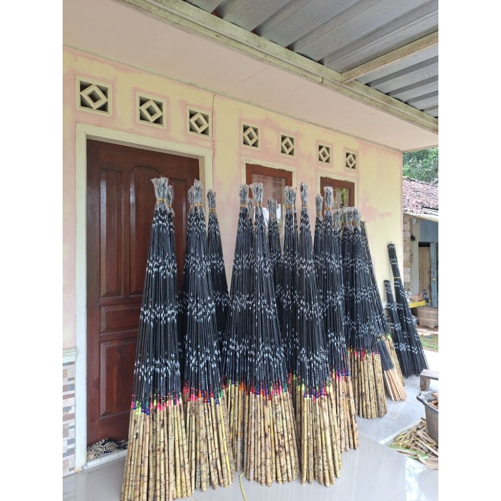 joran fiber hitam super kuat pegangan bambu cendani uk 100cm 120cm