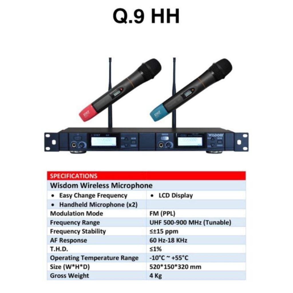 Mic Wireless WISDOM Q9 / Q-9 Dual 2 Handle Original