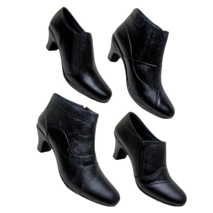Sepatu Boot Fashion PDH Satpam Security Wanita Hitam Hak Kulit Asli Nyaman Seragam Resmi 36-41