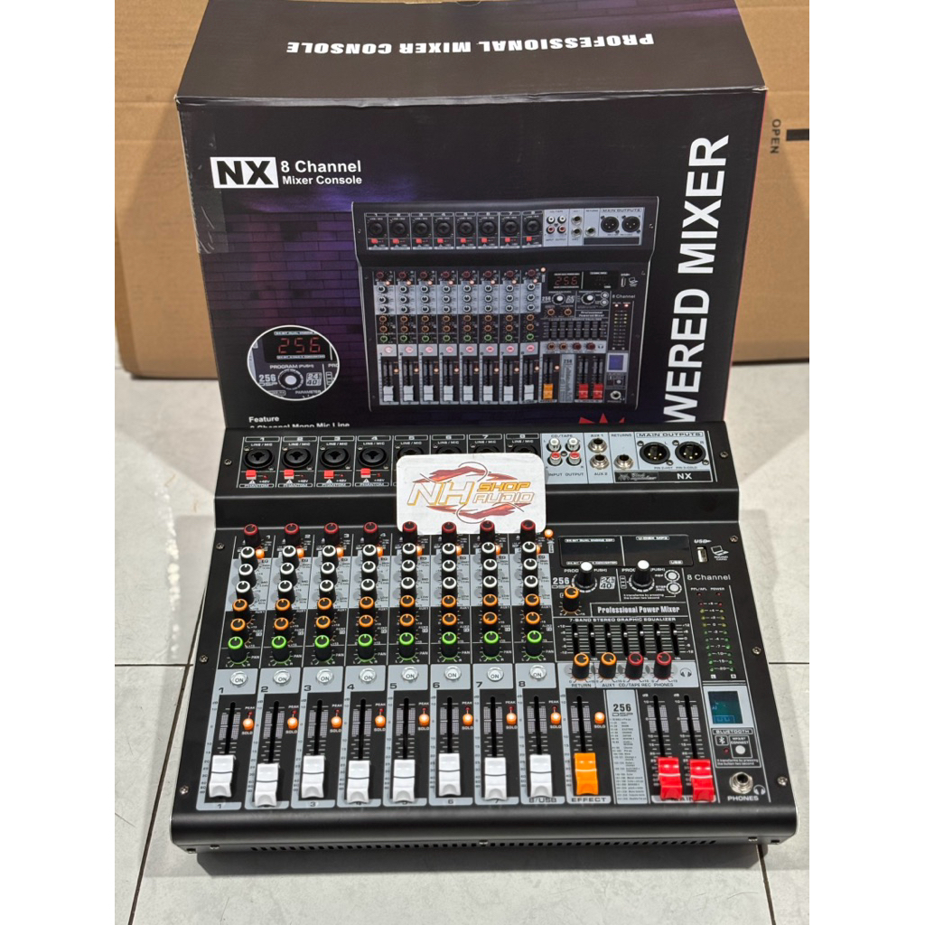 Mixer Power Black Spider NX8 NX-8 NX 8 Original 8 Chanel Plus Power Amplifier Efek Reverb Digital 25