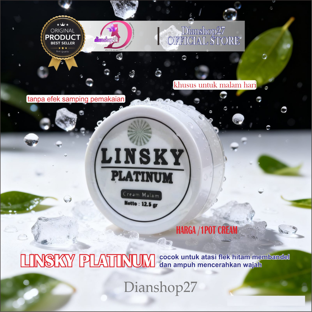 LINSKY PLATINUM CREAM MALAM 12,5gr ORIGINAL - pemutih kulit wajah 3x lebih ampuh  / cream dark spot 