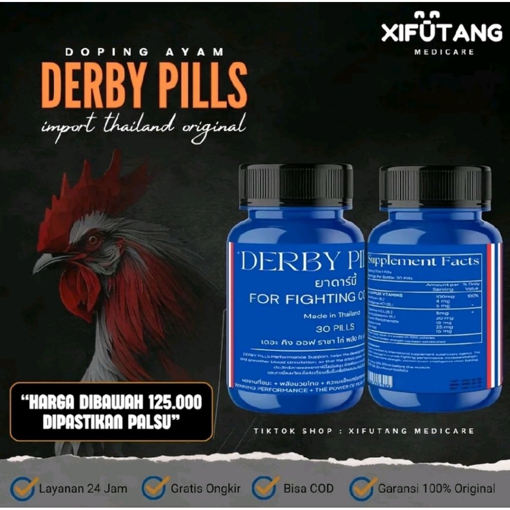 DERBY PILLS doping ayam aduan import Thailandoriginal obat ayam, ayam laga, Taji ayam, ayam Filipin