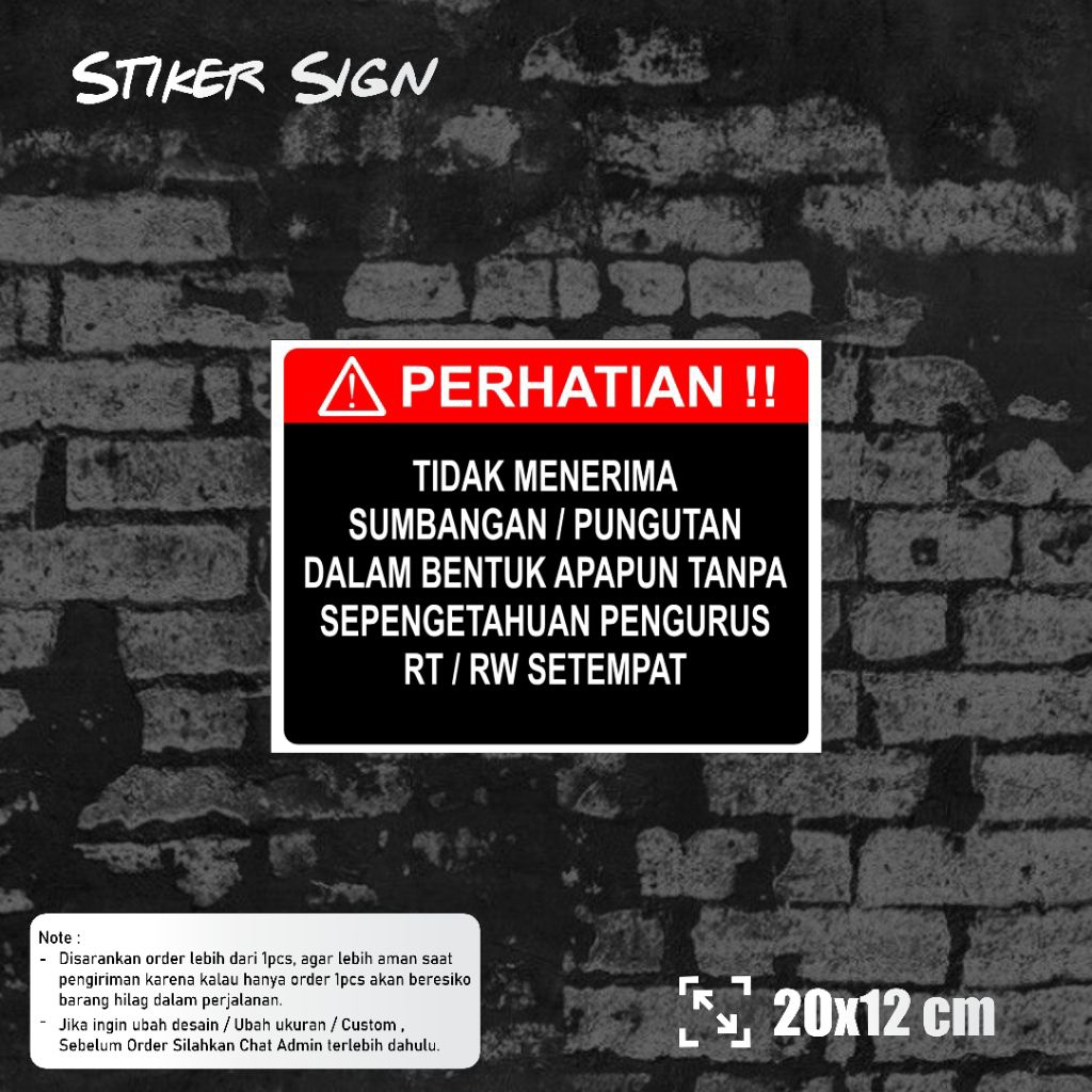 Stiker tidak menerima Sumbangan