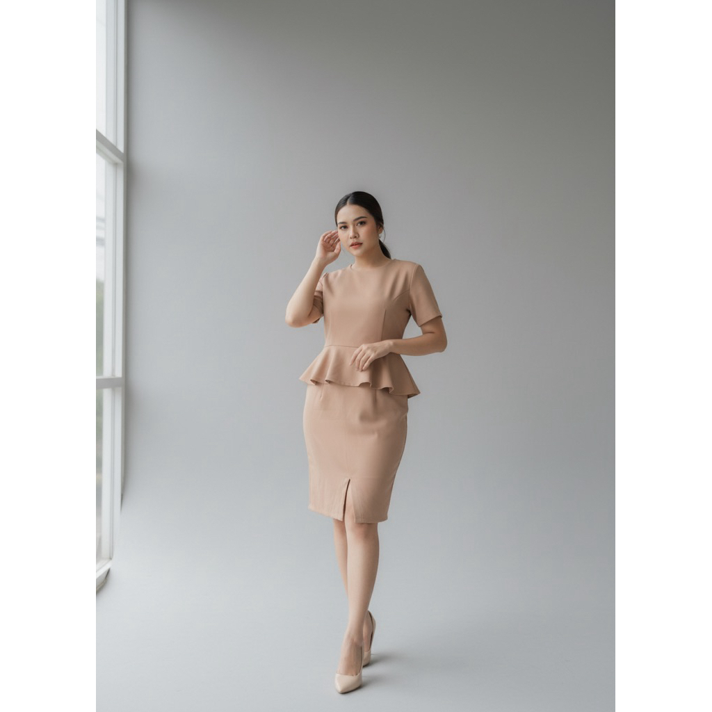 DRESS KERJA PREMIUM BODYCON DUSTY PINK PRELOVED