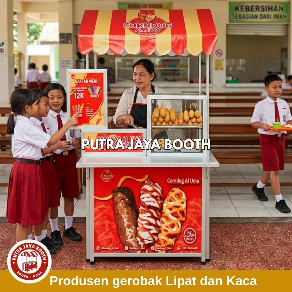 Booth Portable atap Segitiga + Etalase Kotak