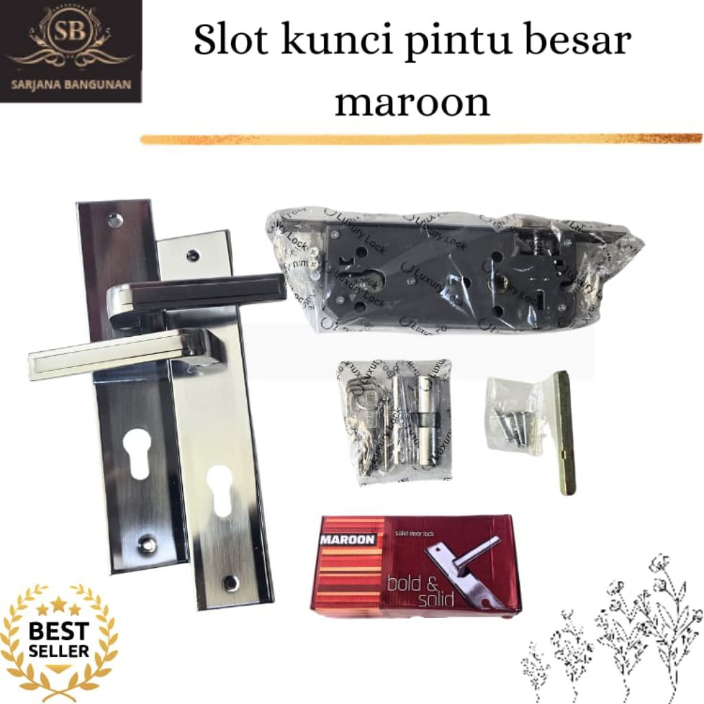 Kunci Pintu / Slot Pintu BESAR MAROON KOTAK