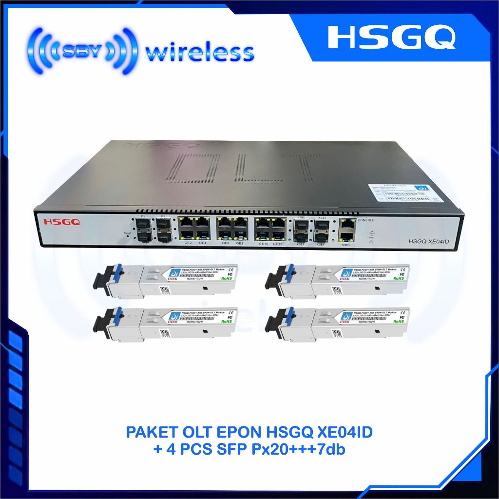 PAKET OLT HSGQ EPON XE04ID  + SFP Px20+++  7dB
