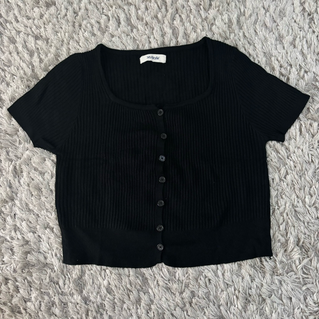 preloved Square Neck Knit Top