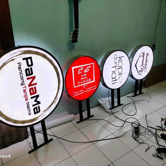 NEON BOX Plang nama toko Bulat, Plang nama ruangan,plang nama akrilik, Plang Logo,custom&free desain