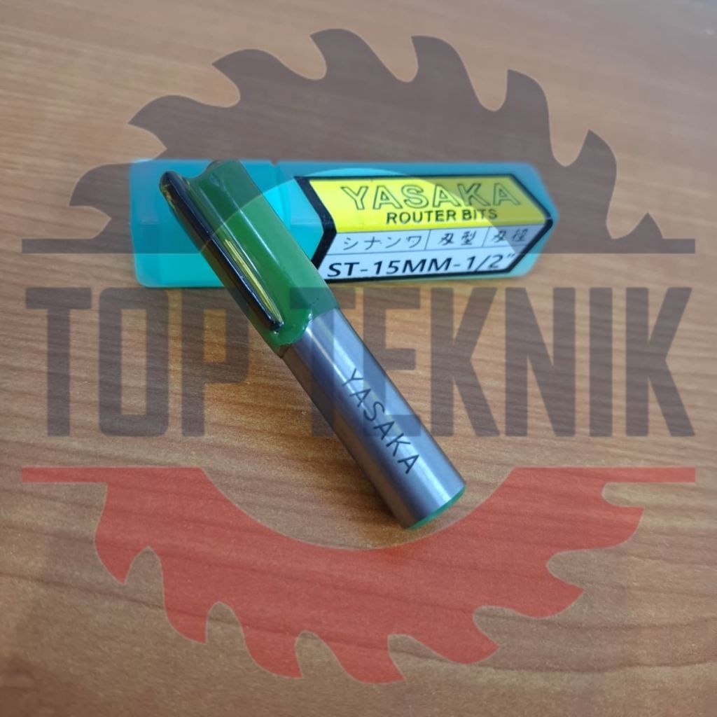 Yasaka mata router bit / profil straight bit lurus ukuran 15mm as 1/2"
