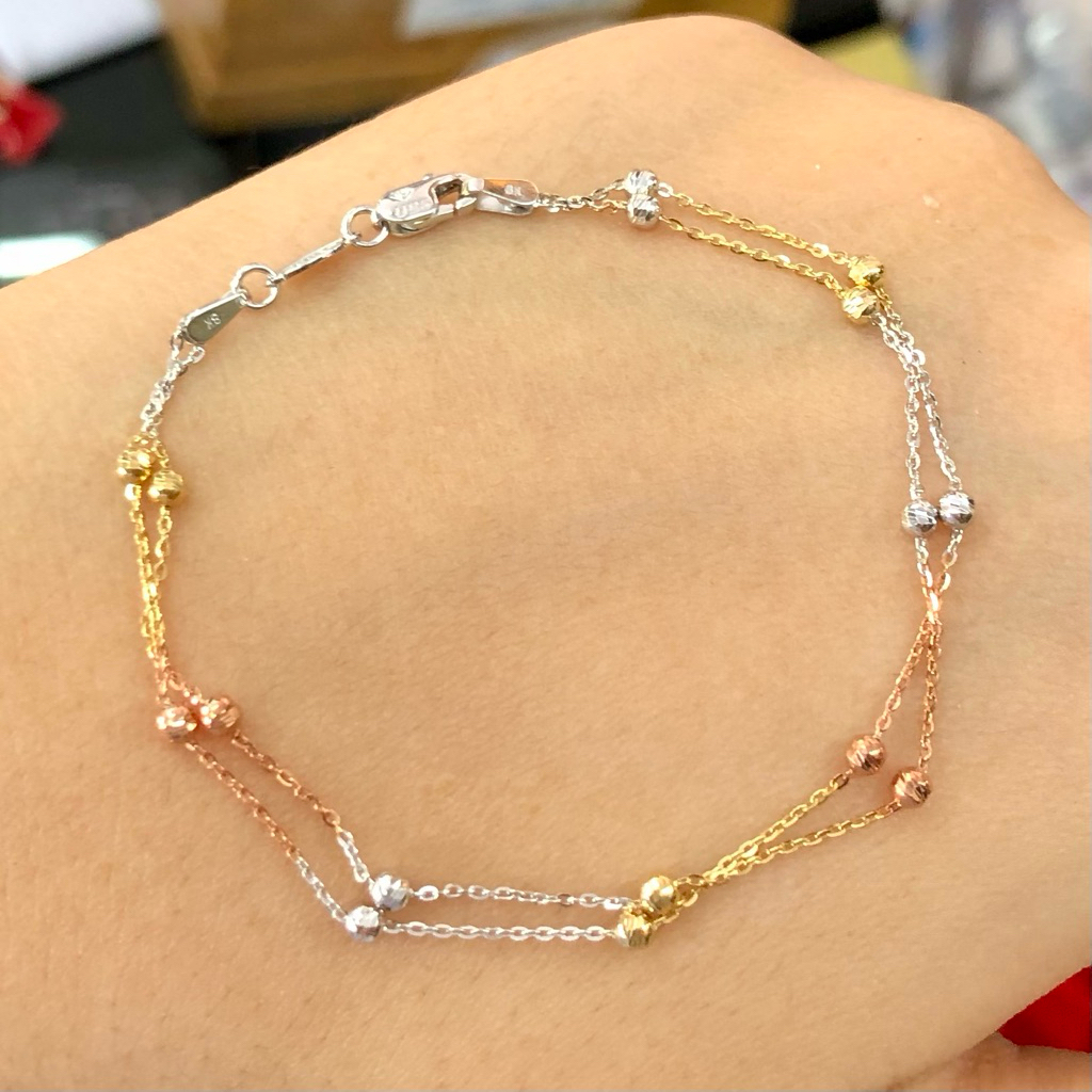 ABU- GELANG JEDAR 2LAYER 3WARNA UBS 1.48GR KADAR 375 PANJANG 17CM