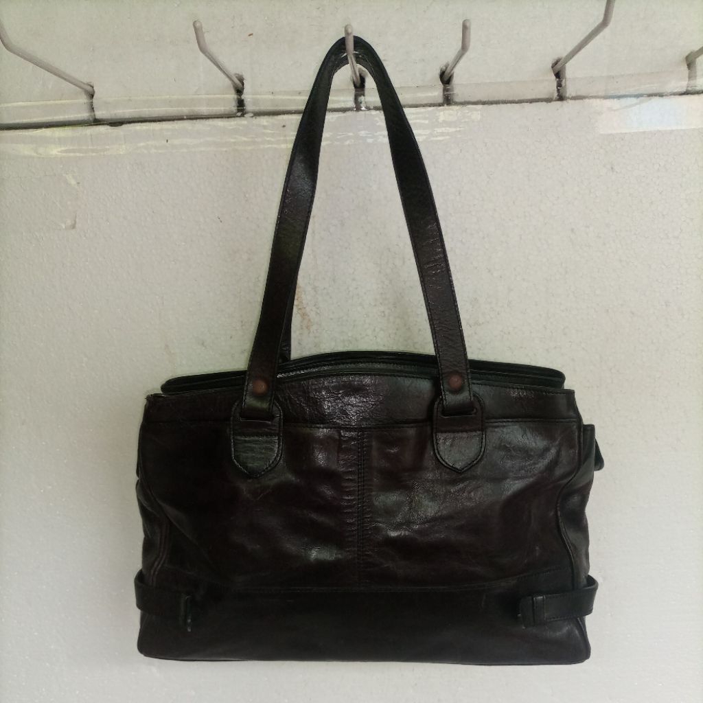 brown genuine leather bag - hilly bag-alas9.5x36cm tinggi 22cm