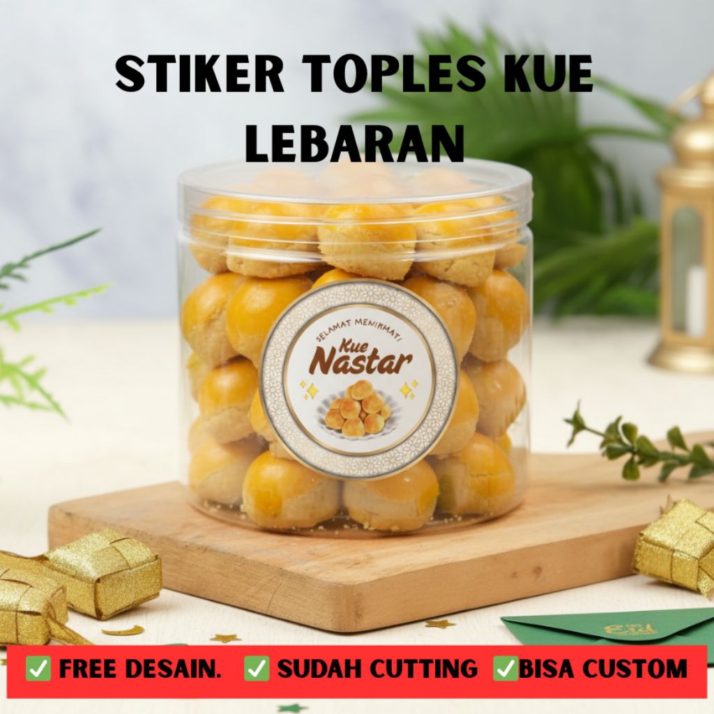 Stiker Label Custom Untuk Toples Kue Kering Lebaran Idul Fitri Kue Kering Nastar Free Desain