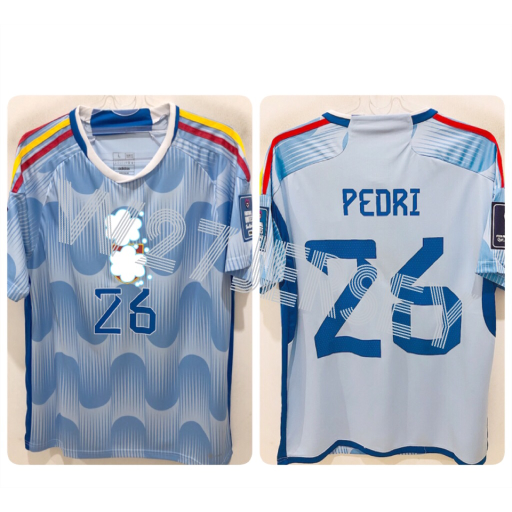 JERSEY SPAIN AWAY 2022 name player Pedri + Patch WC 2022