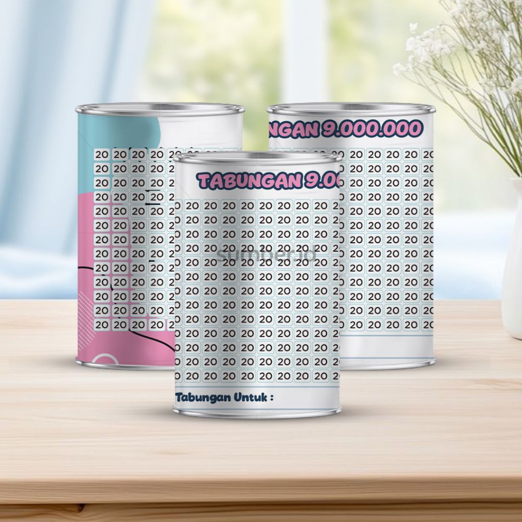 Celengan target 9juta pecahan 20k permanen buka tutup tabungan mini ukuran 10 cm x 8 cm lucu murah c