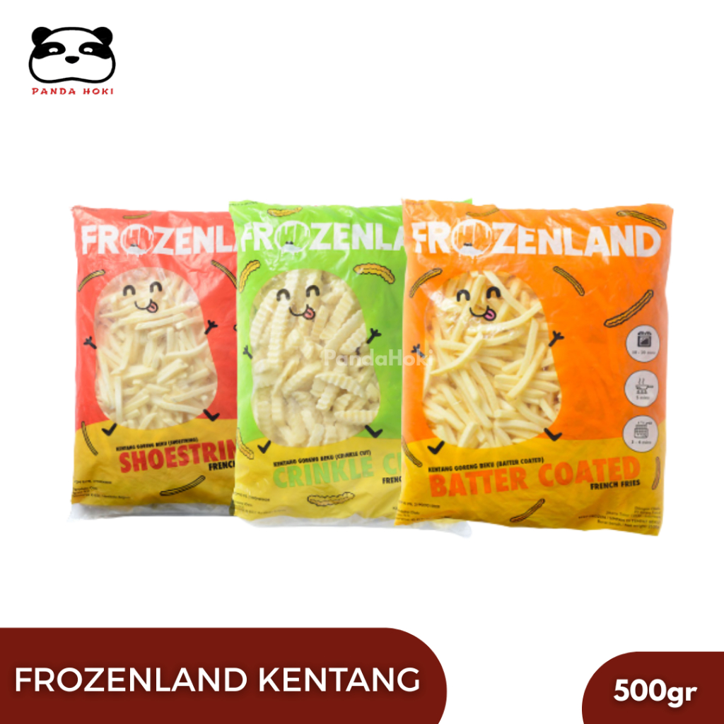 Frozenland Kentang  Shoestring / Crinkle / Batter Coatted | Kentang Frozen 500gr | Kentang Goreng | 
