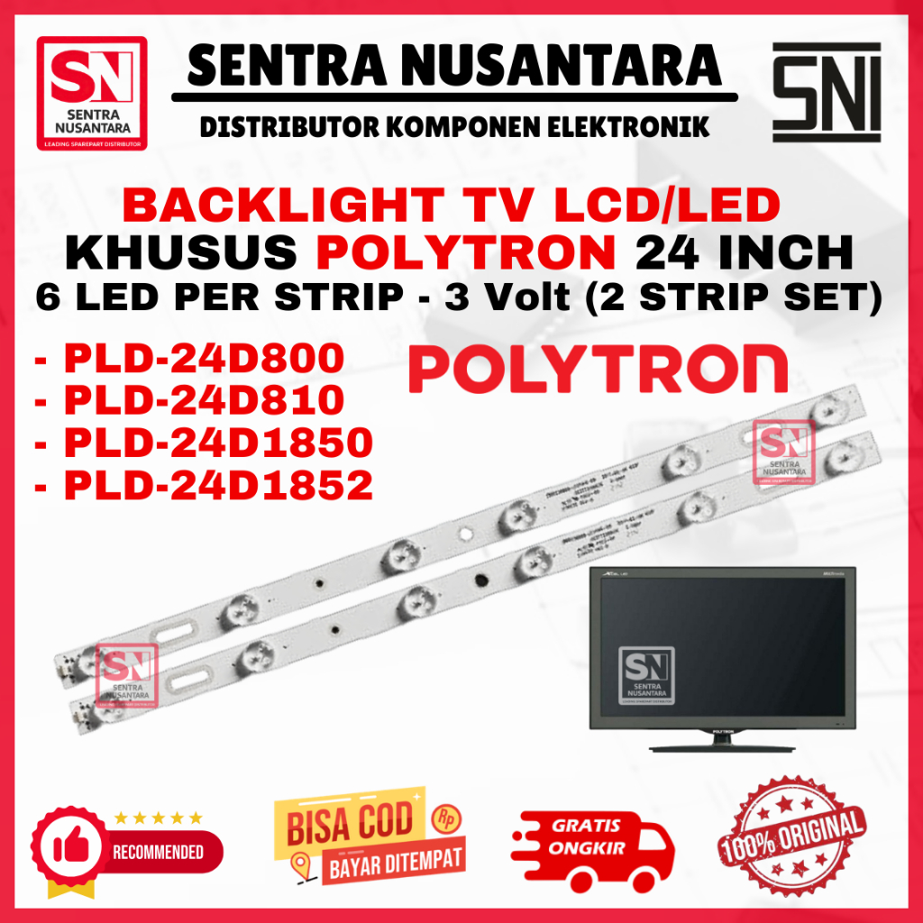 BACKLIGHT TV LED POLYTRON 24 INCH PLD24D800 PLD24D810 PLD24D1850 PLD24D1852 ORIGINAL | BACKLIGHT TV 