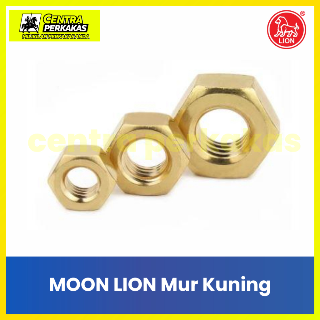 MOONLION Mur Kuning 6mm 8mm 10mm 12mm - Mur Baut Galvanis Kuning Kunci 10 12 14 17 Drat Halus Kasar 