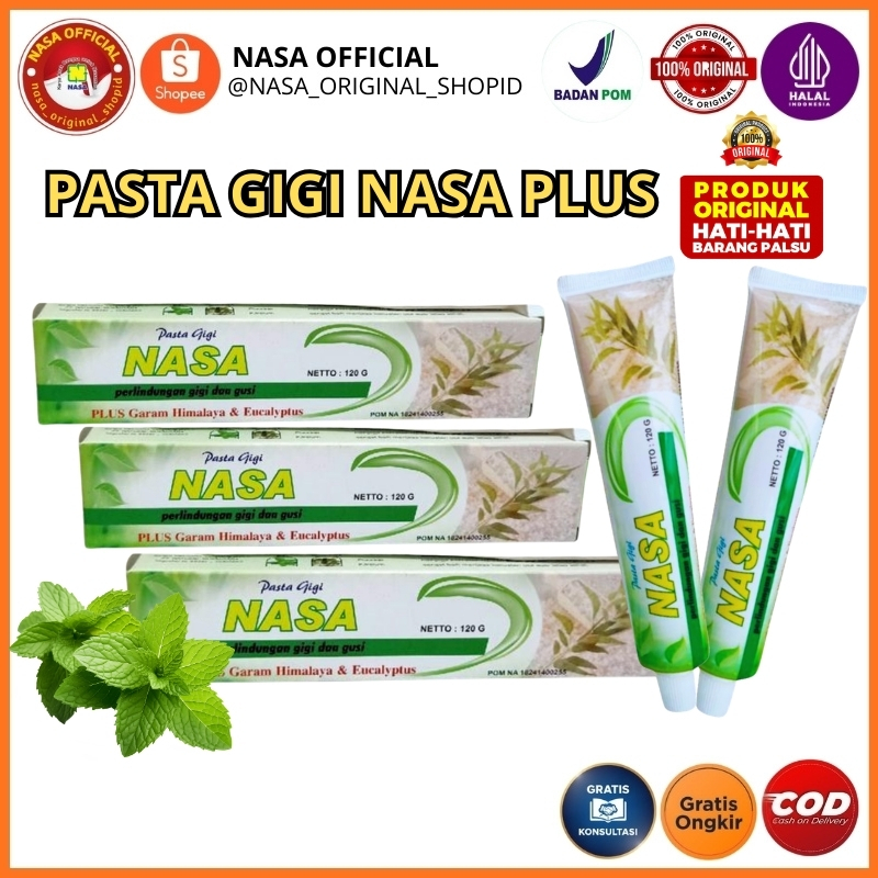 5 PCS Pasta Gigi NASA Plus Garam Himalaya | Pemutih Gigi Penghilang Plak Herbal BPOM Halal