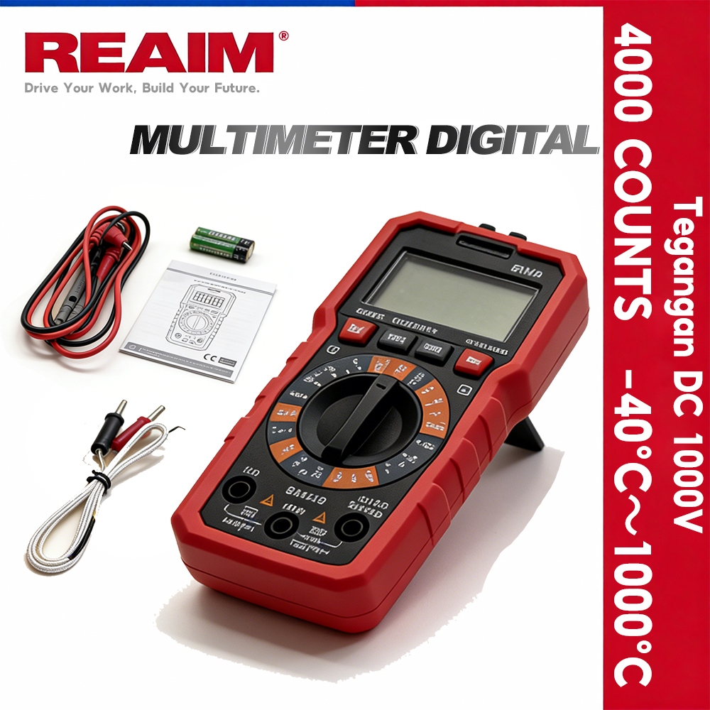 REAIM Multitester Digital Otomatis 4000 COUNTS  Avometer Digital  Dapat Mengukur Suhu