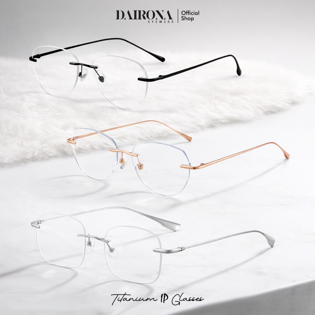 Dairona Eyewear Kacamata Rimless Minus Titanium Metal Pria Wanita Anti Radiasi Blueray Photocromic F