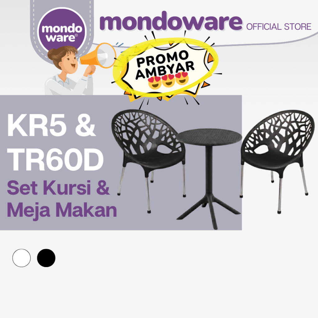 MONDOWARE | Paket Kursi Meja Makan Estetik (KR5 & TR60D) - Meja Kursi Cafe Resto Modern/Meja Bunder 