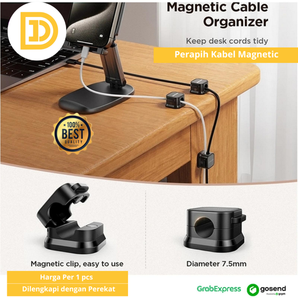 Klip Holder Kabel Magnet Tempel Cord Holder Organizer Kabel Magnetic Tape Cable Penjepit Kabel Tembo